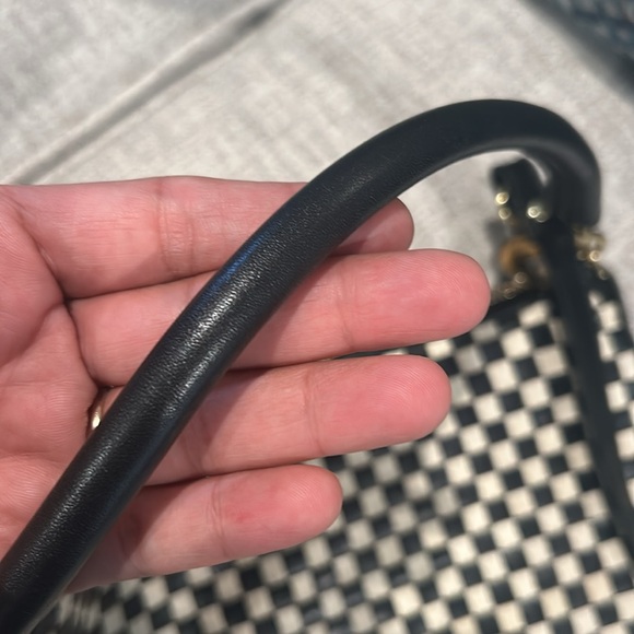 Clare V Petit Moyen Black/Cream Woven Checker crossbody/ shoulder bag - Picture 8 of 13